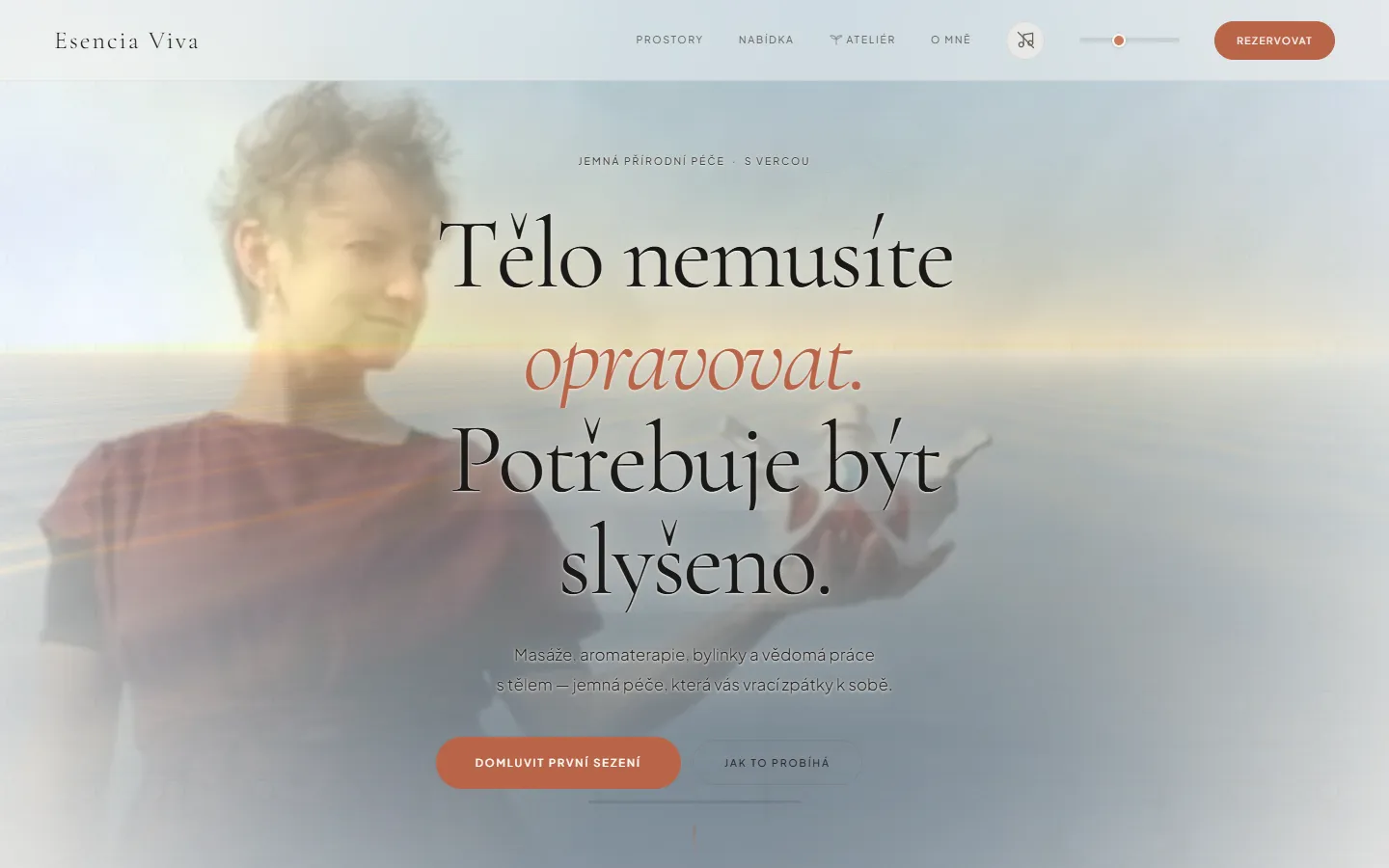 Úvodní obrazovka webu Esencia Viva